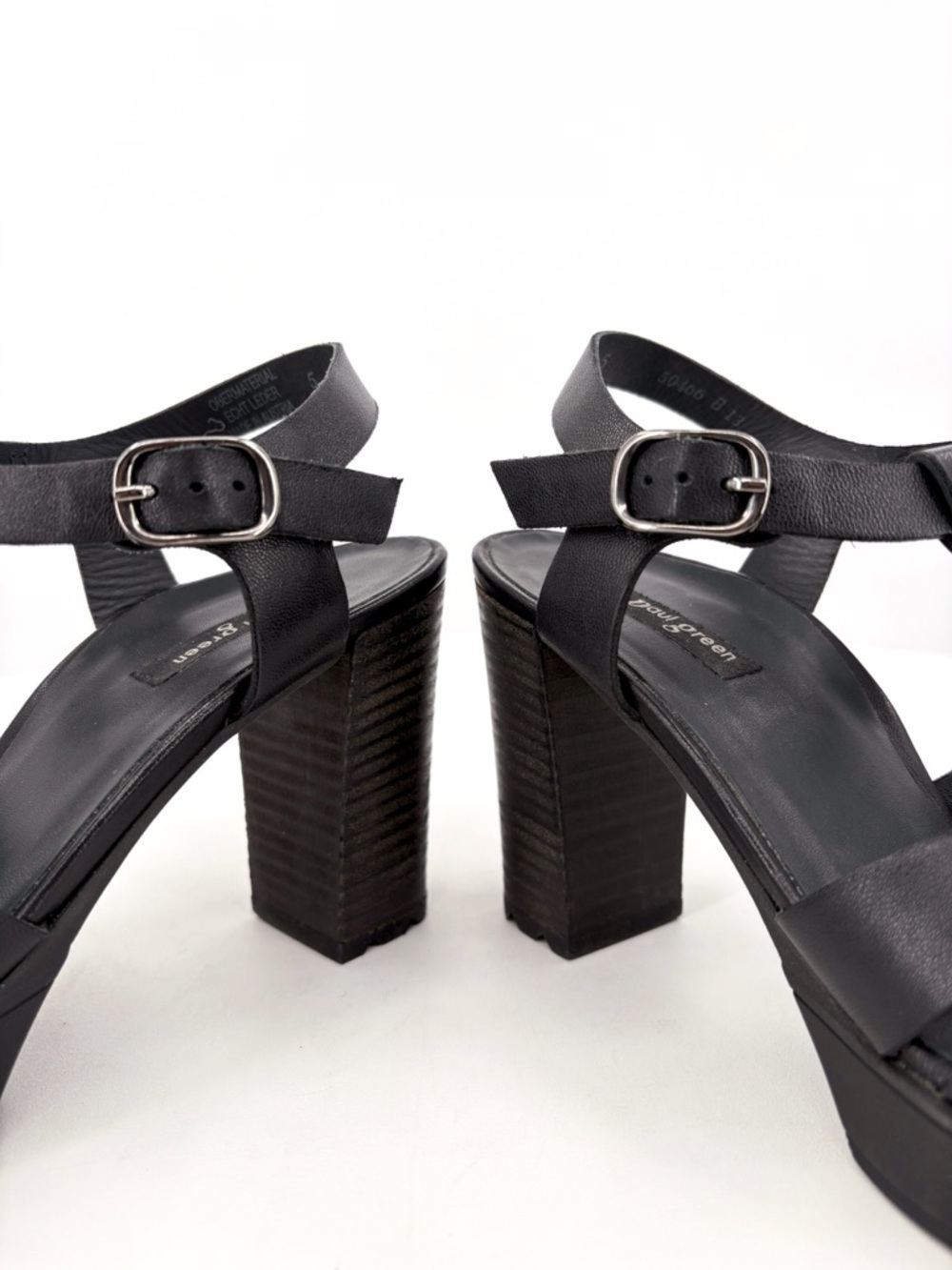 PAUL GREEN Raven Platform Sandal in Black Leather 7.5 - Picture 8 of 14